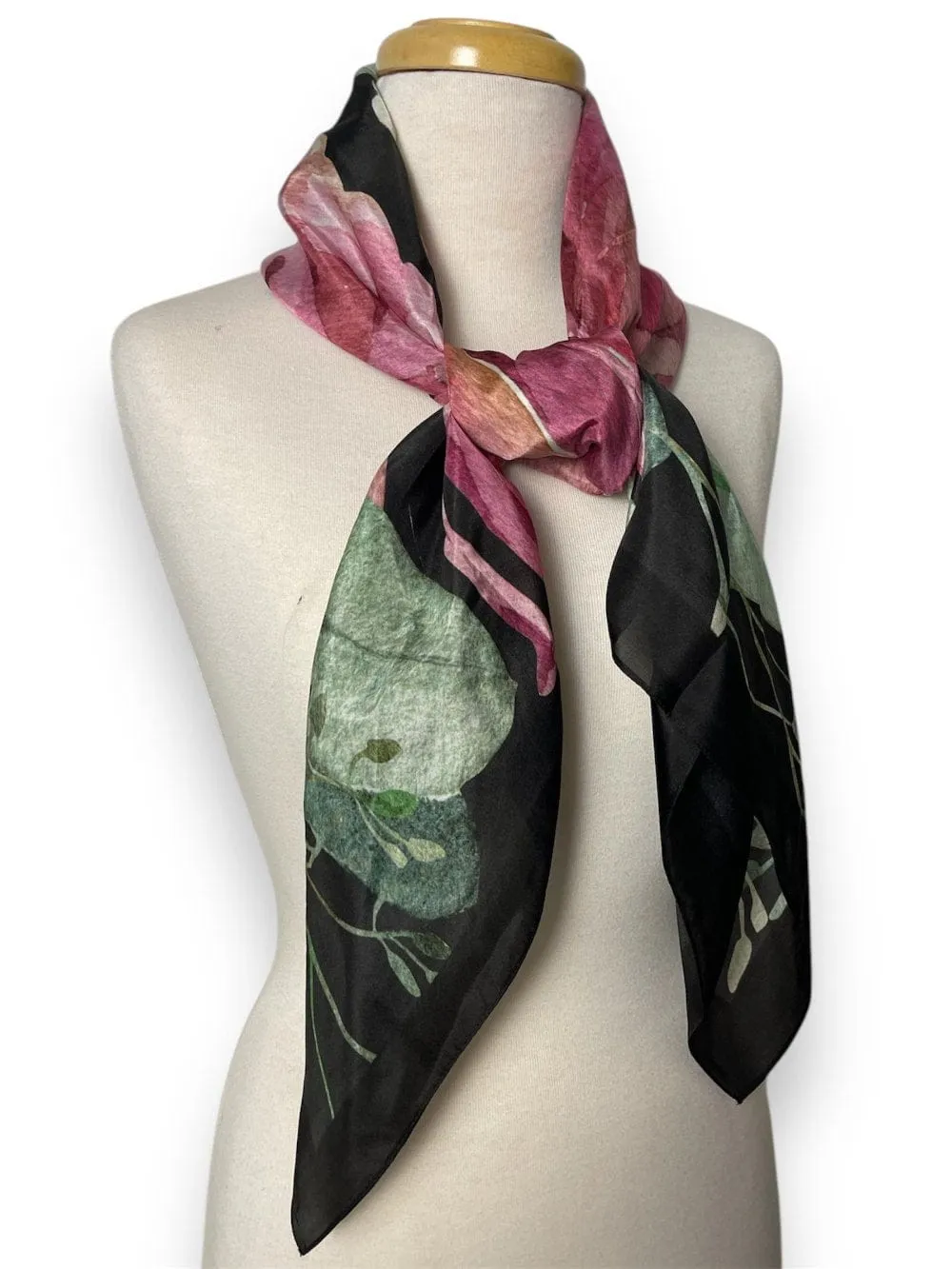 🌸 Silk Scarf - Pink Grevillea - Square Scarf