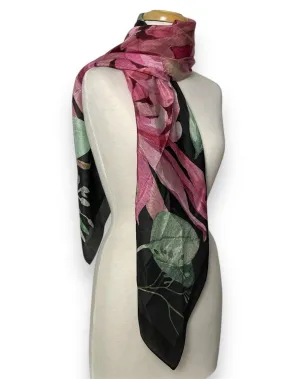 🌸 Silk Scarf - Pink Grevillea - Square Scarf