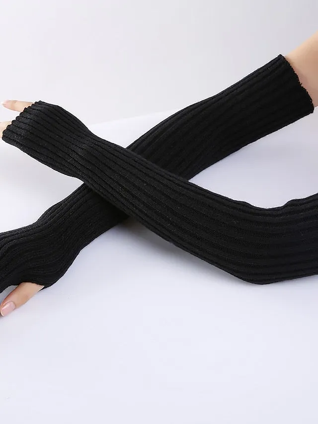 1 Pair Women Warm Ups Fingerless Gloves Date Vacation Half-finger Heart Solid / Plain Color Warm for Women