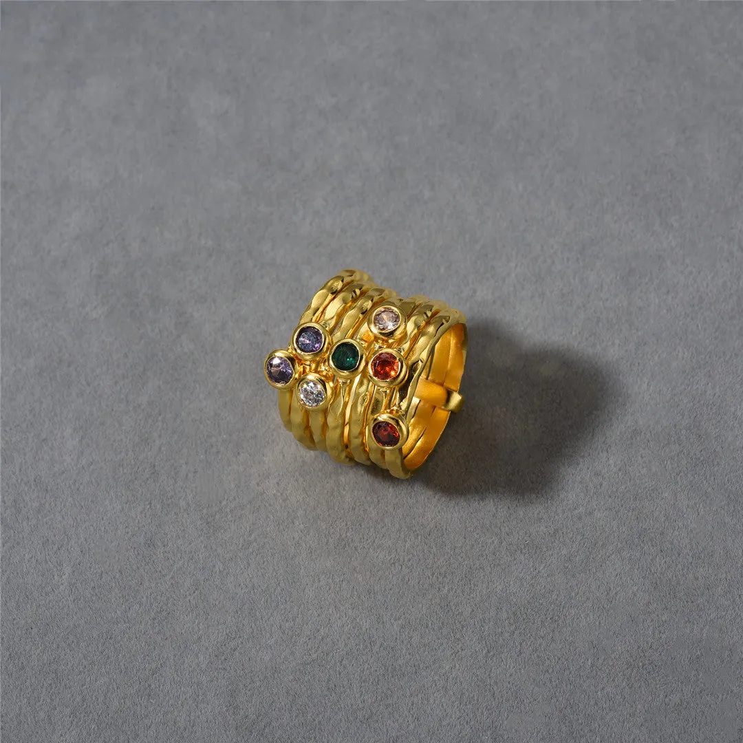 18K Gold Multi-layer Color Ring