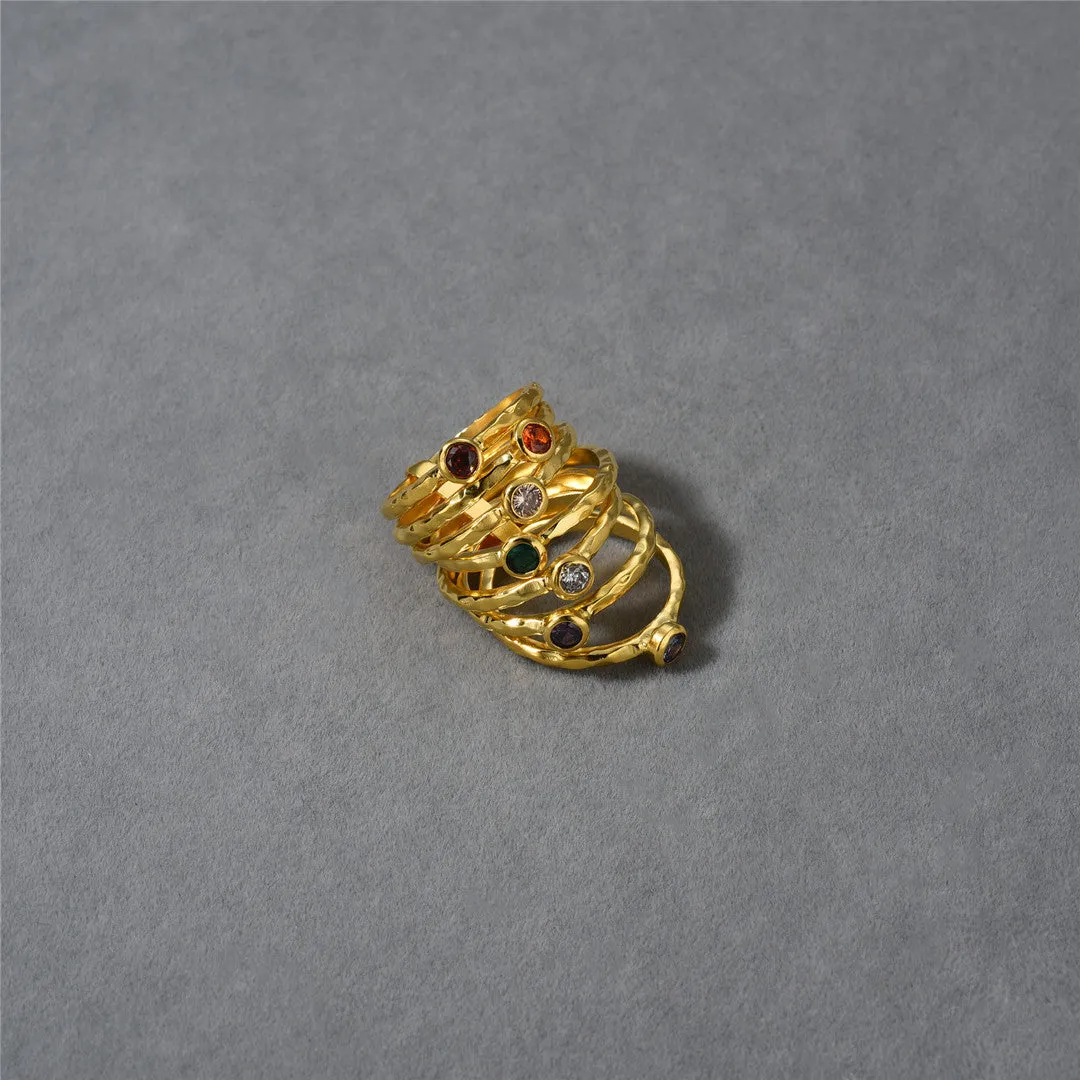 18K Gold Multi-layer Color Ring