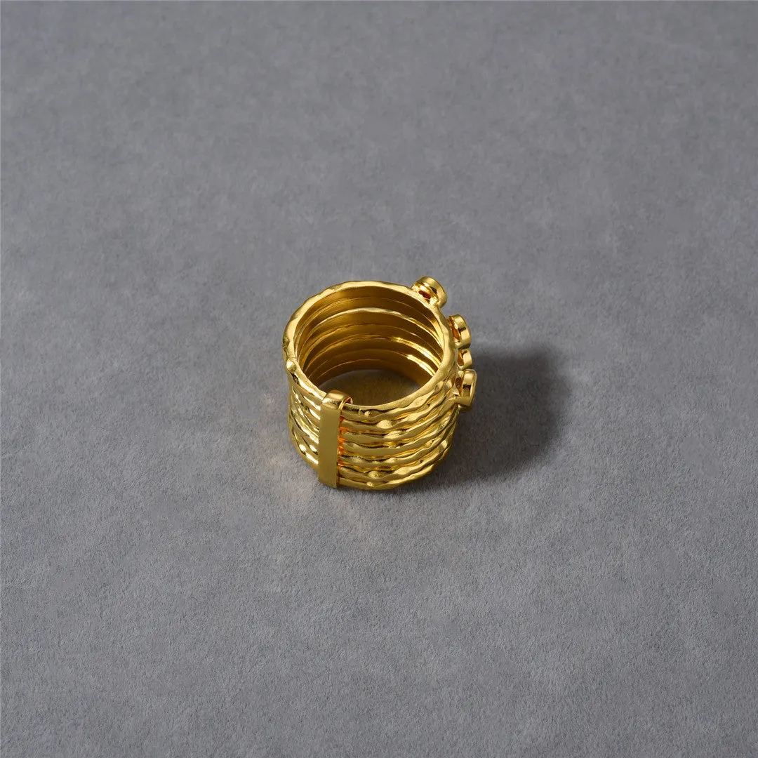 18K Gold Multi-layer Color Ring