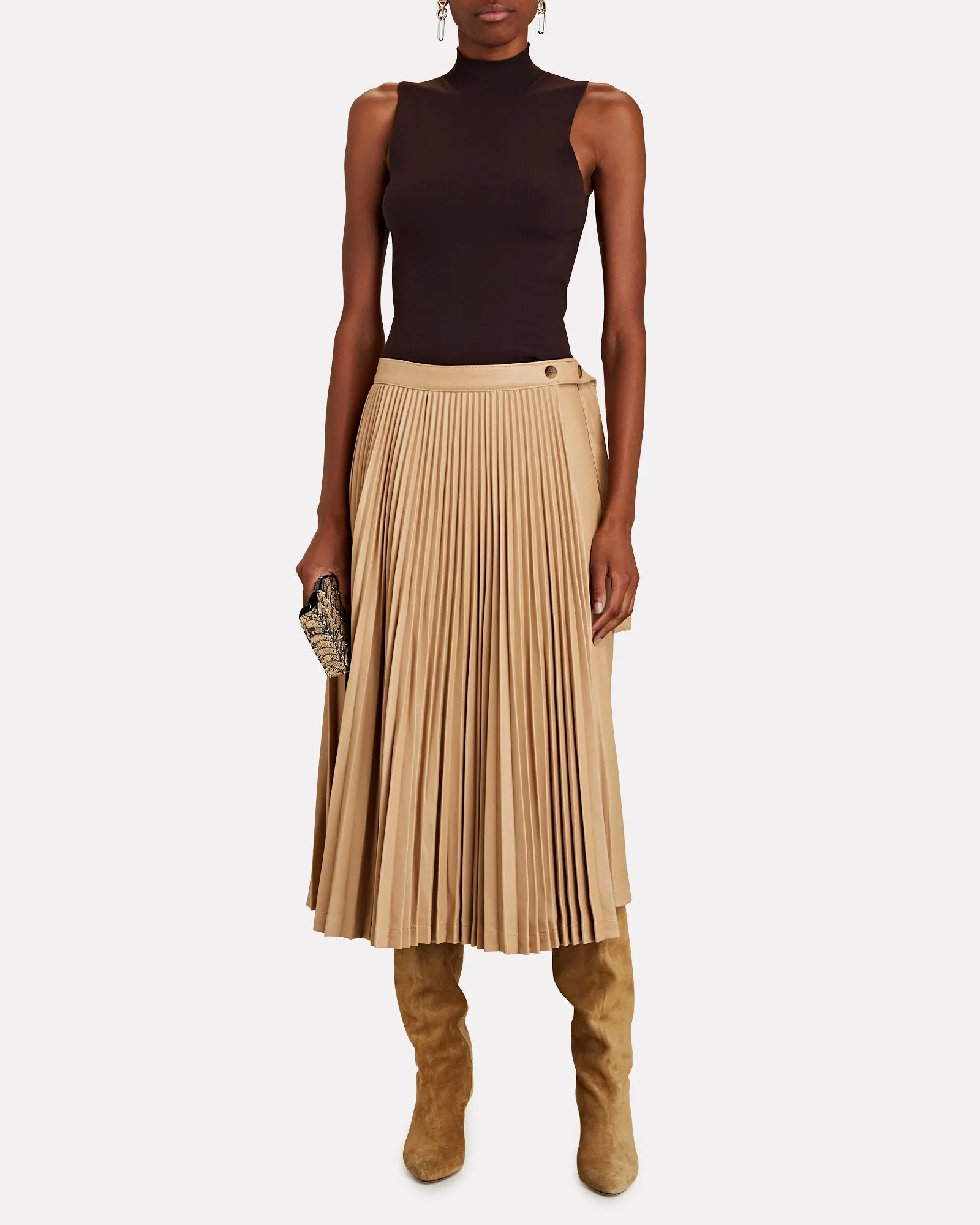 3.1 Phillip Lim Pleated Faux Leather Midi Skirt