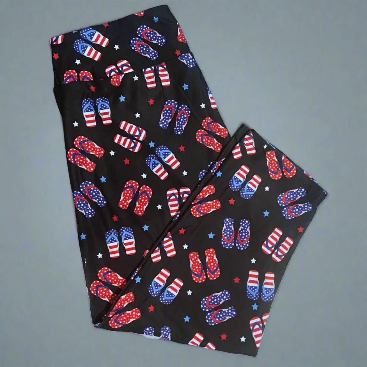 4th of July Flip Flop Print Capri Leggings