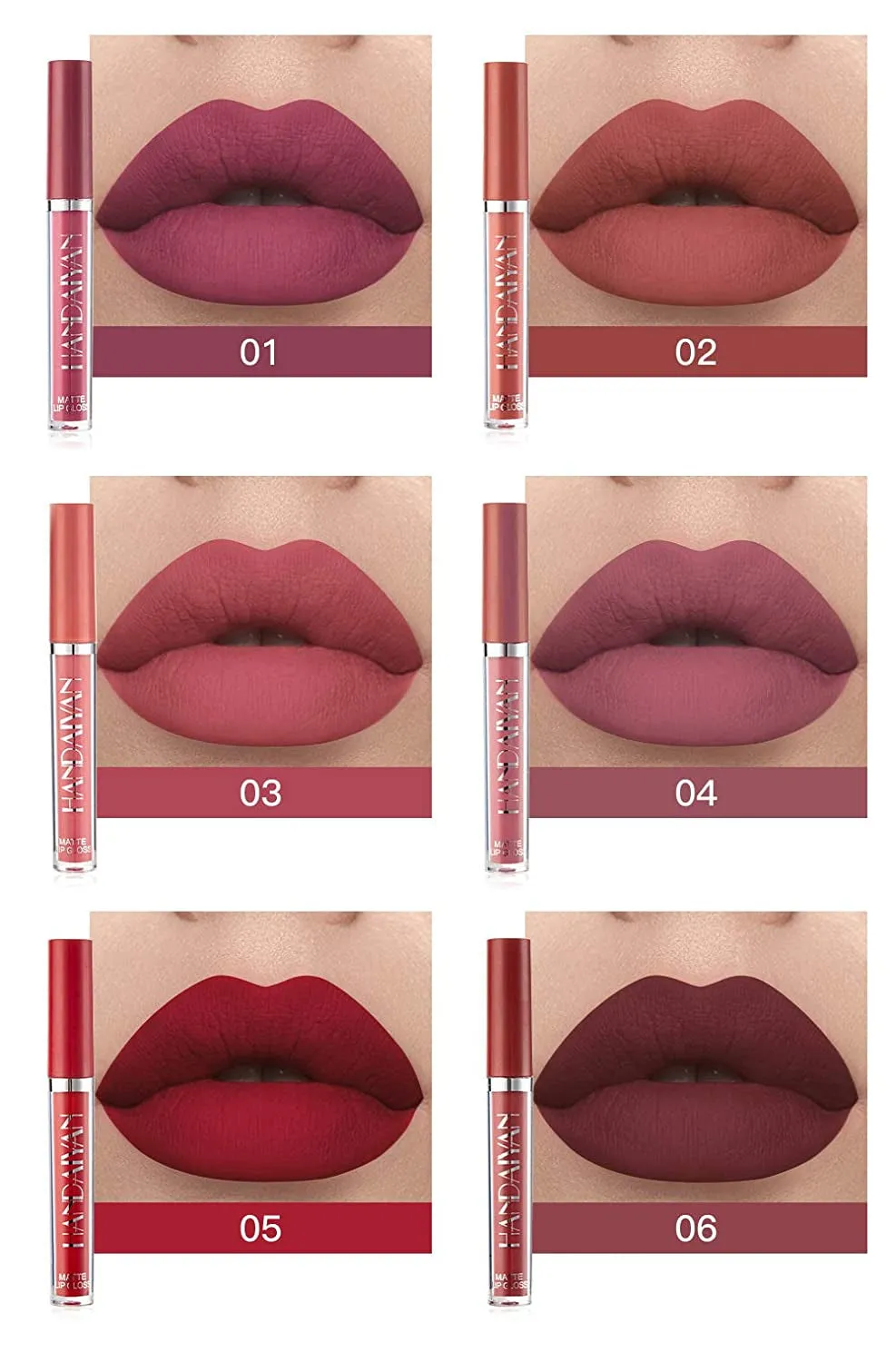 6-Piece Waterproof Matte Liquid Lipstick Set for All-Day Wear - Bold, Non-Stick Velvet Finish