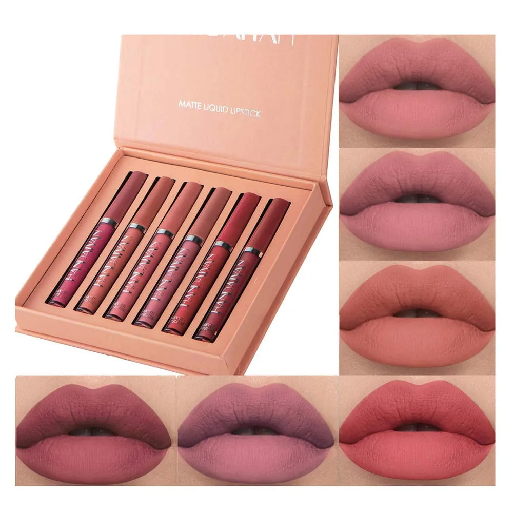 6-Piece Waterproof Matte Liquid Lipstick Set for All-Day Wear - Bold, Non-Stick Velvet Finish