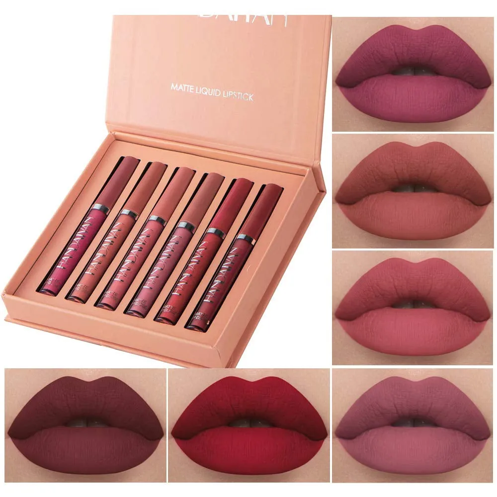 6-Piece Waterproof Matte Liquid Lipstick Set for All-Day Wear - Bold, Non-Stick Velvet Finish