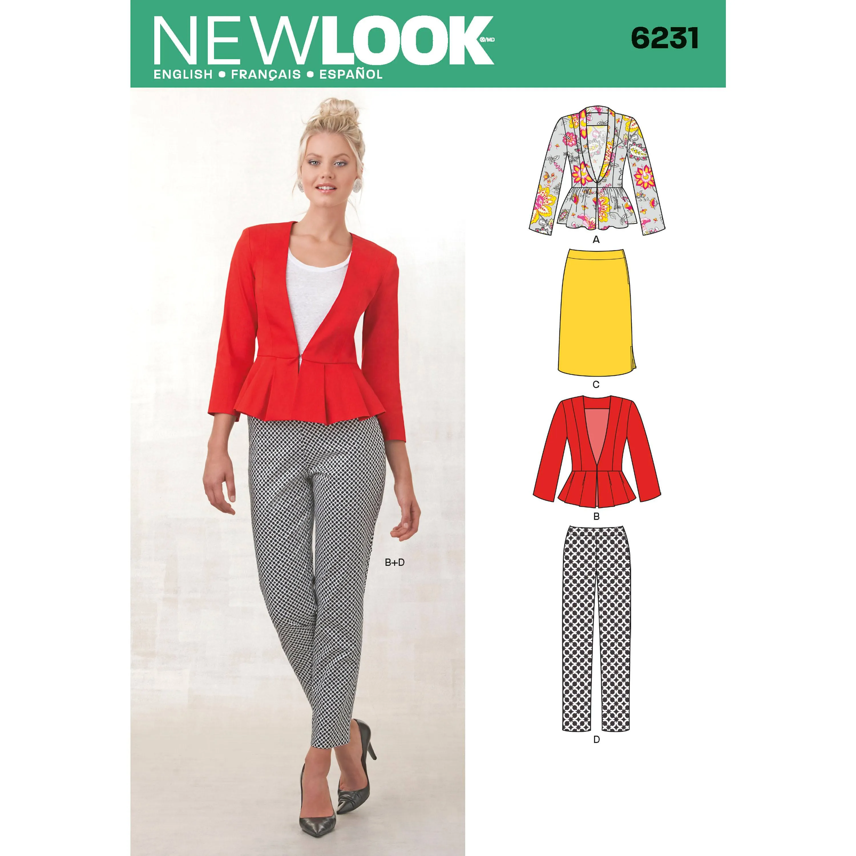 6231 Misses' Skirt, Pants & Peplum Jackets