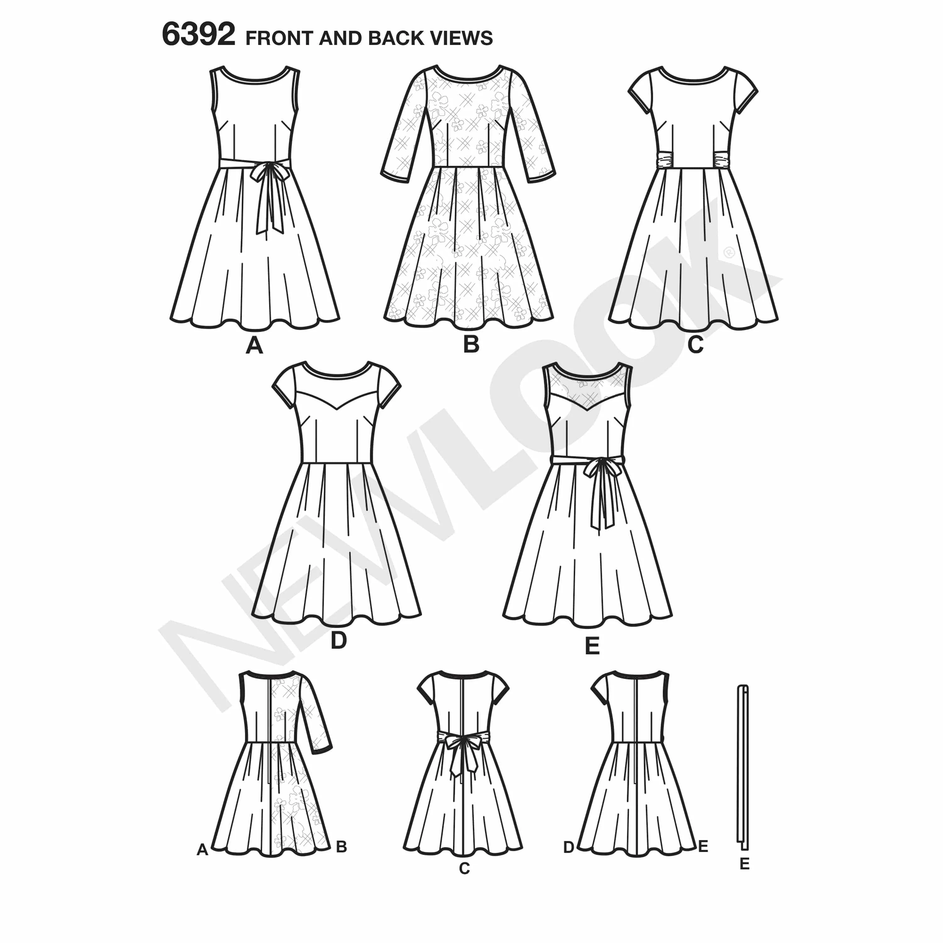 6392 Misses' Dresses with Contrast Fabric Options