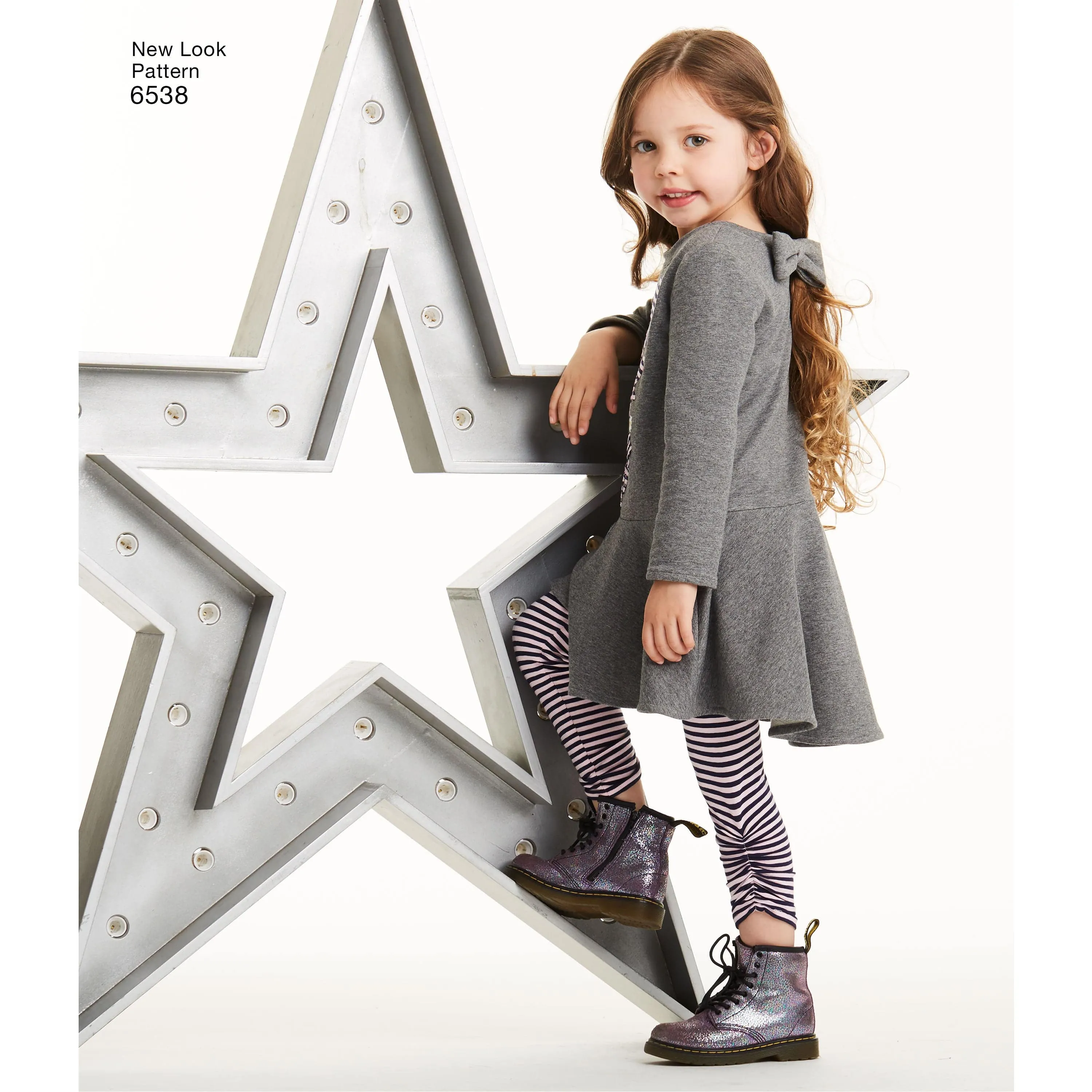 6538 New Look Pattern 6538 Child's Knit Leggings and Dresses