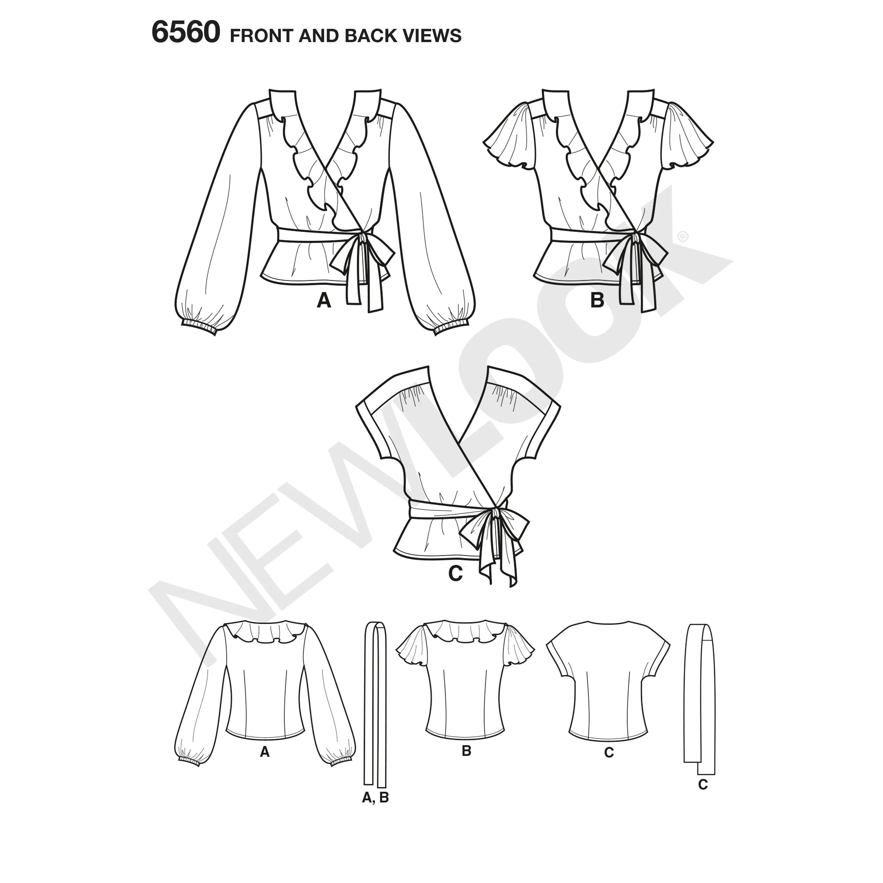 6560 New Look Pattern 6560 Women's Wrap Tops