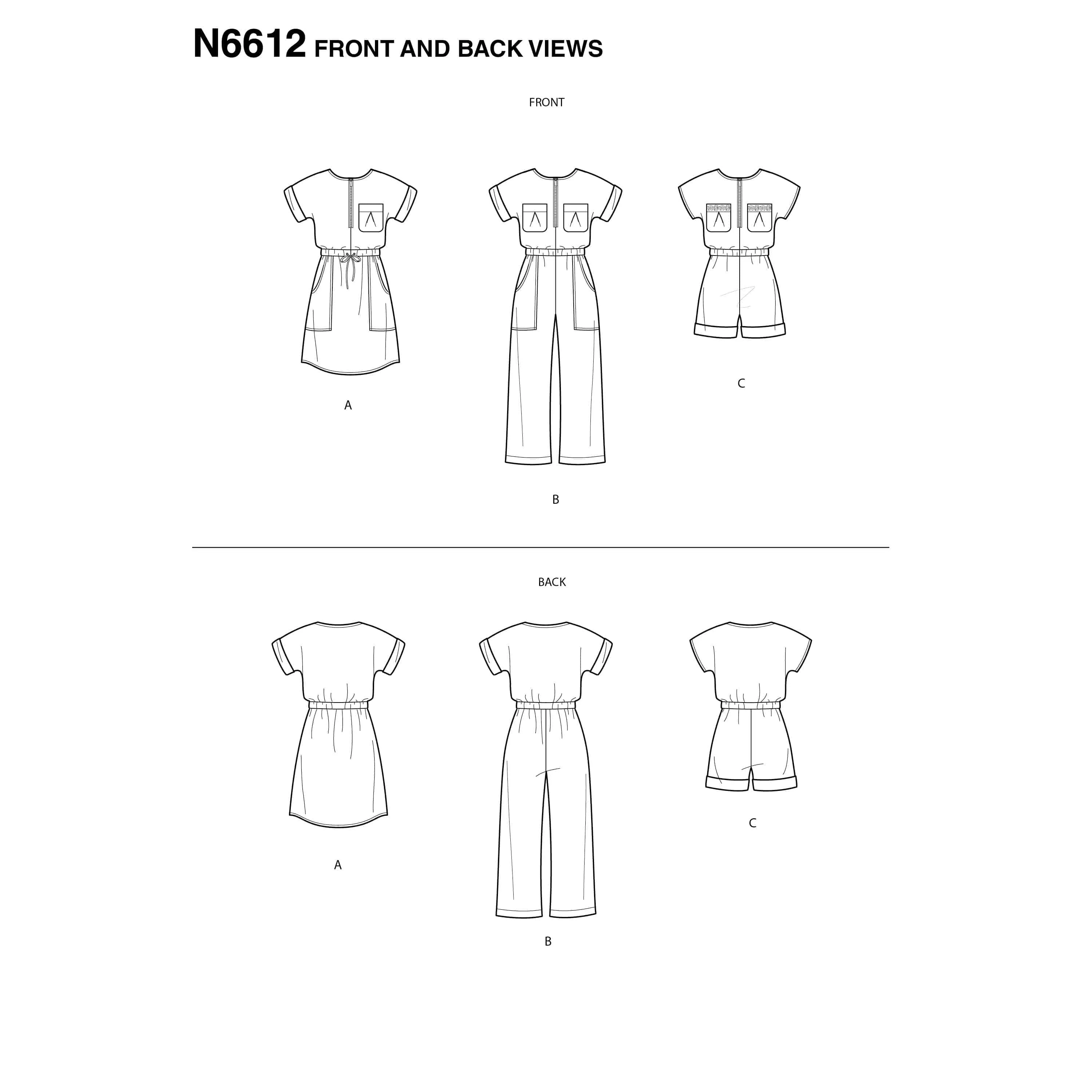 6612 New Look Pattern N6612 Children's, Girls' Jumpsuit, Romper and Dress