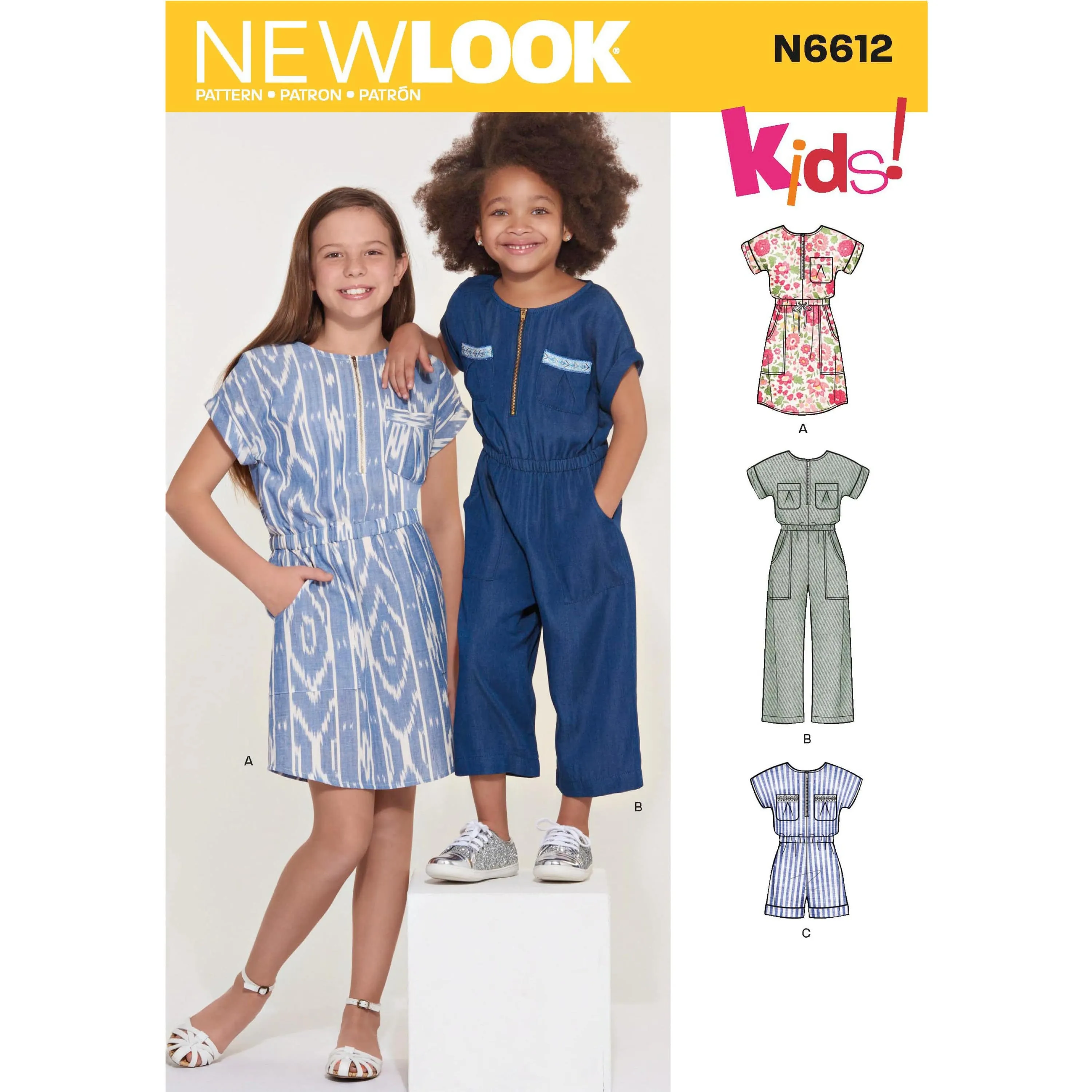 6612 New Look Pattern N6612 Children's, Girls' Jumpsuit, Romper and Dress