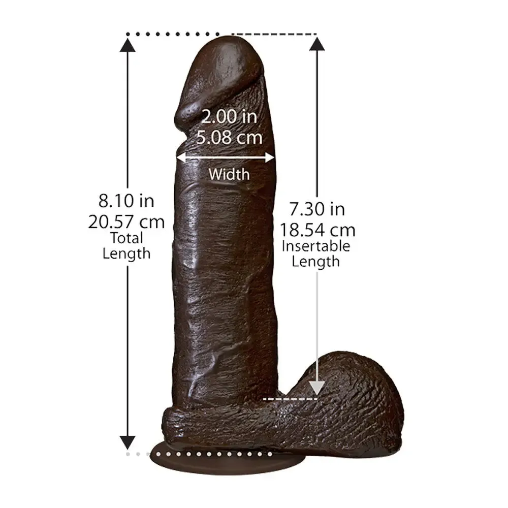 8-inch Doc Johnson Pvc Black Realistic Dildo with Suction Cup