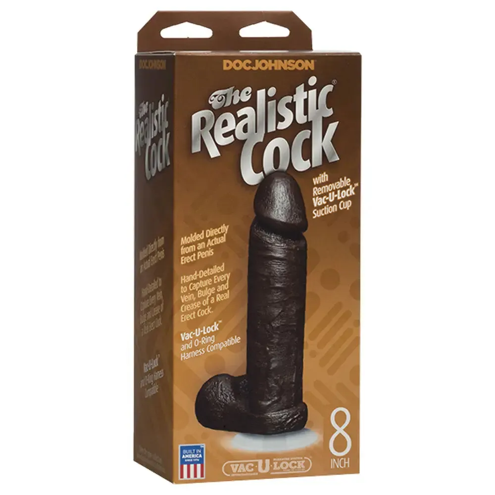 8-inch Doc Johnson Pvc Black Realistic Dildo with Suction Cup