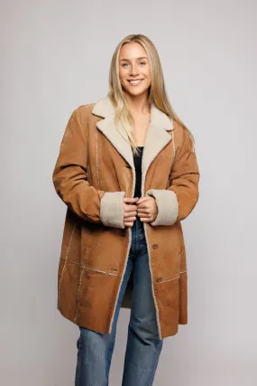 90's Tan Shearling Jacket M/L