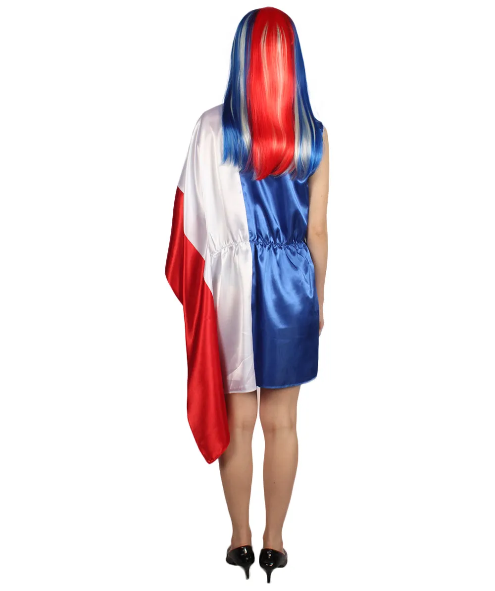 Adult Women's France Flag Dress Costume | Patriotic Cosplay Costume