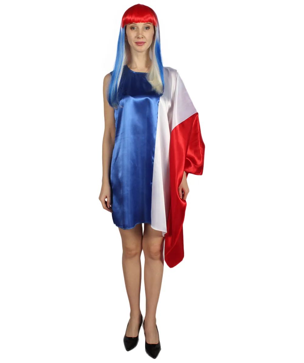 Adult Women's France Flag Dress Costume | Patriotic Cosplay Costume