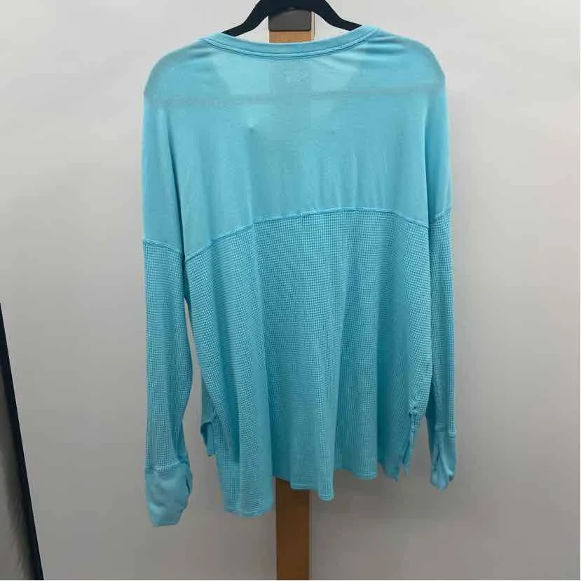 Aerie Women's Size XL Blue Waffle Long Sleeve Shirt