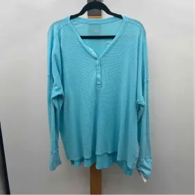 Aerie Women's Size XL Blue Waffle Long Sleeve Shirt