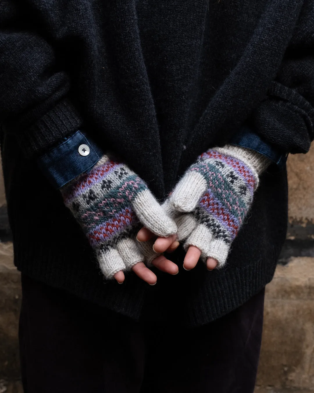 Agnes Fairisle Fingerless Mitten Gloves