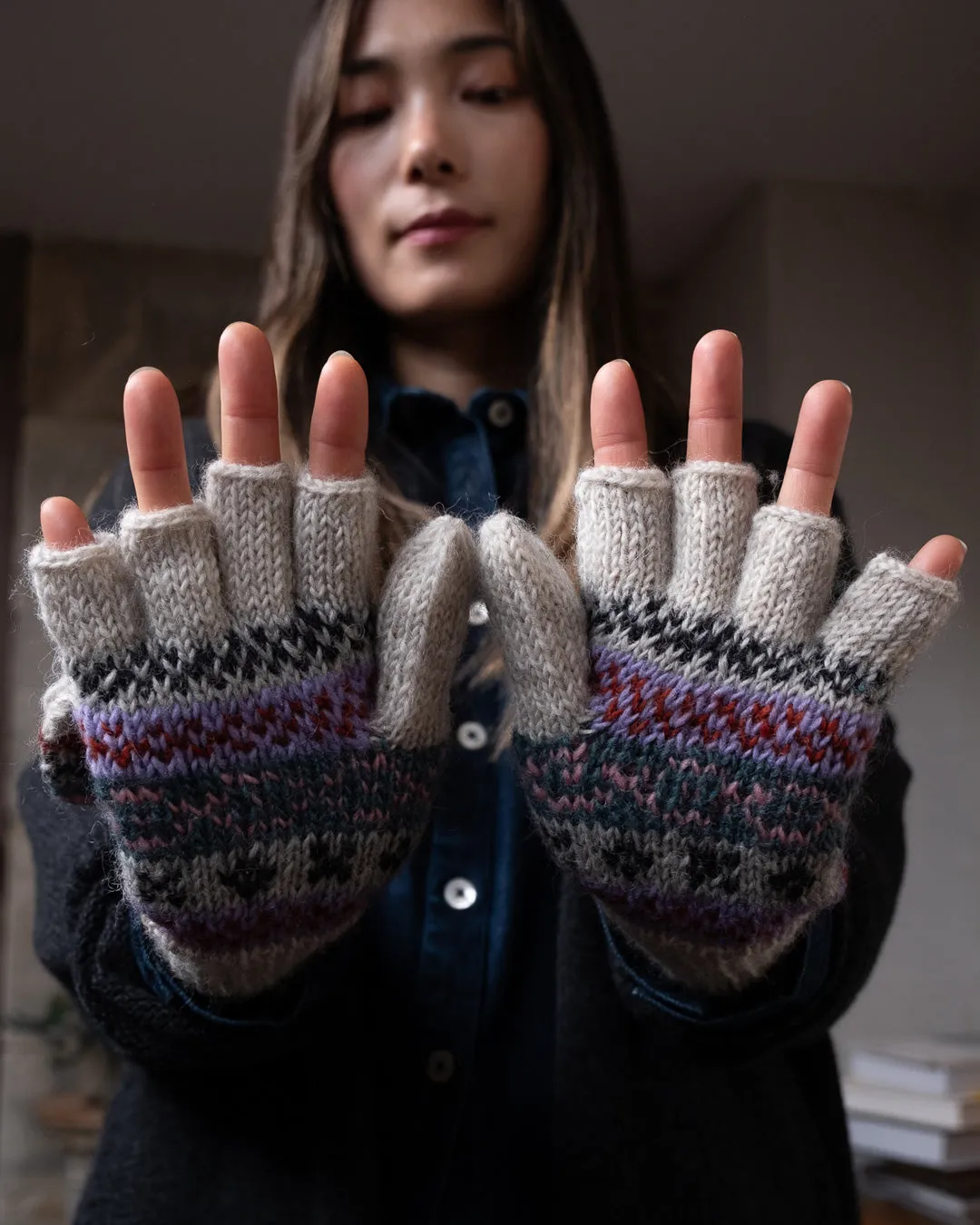 Agnes Fairisle Fingerless Mitten Gloves