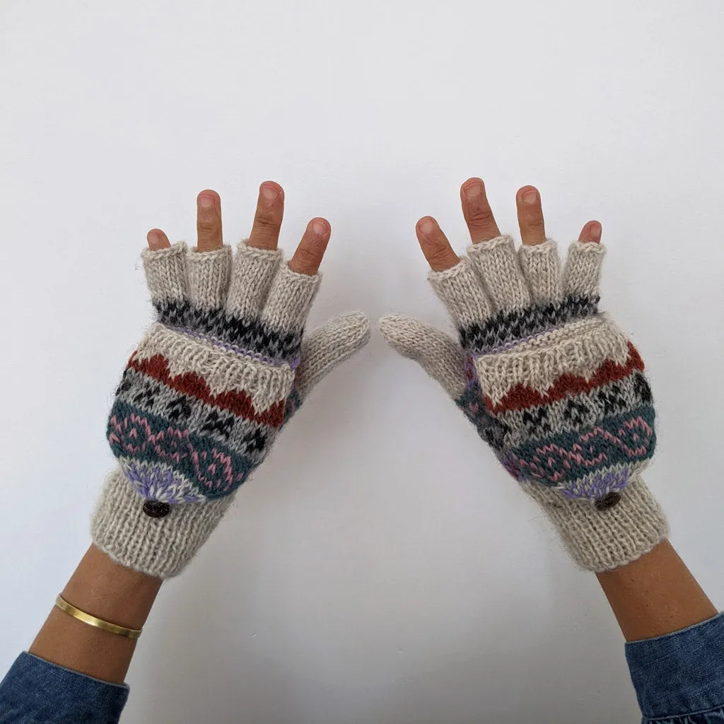 Agnes Fairisle Fingerless Mitten Gloves