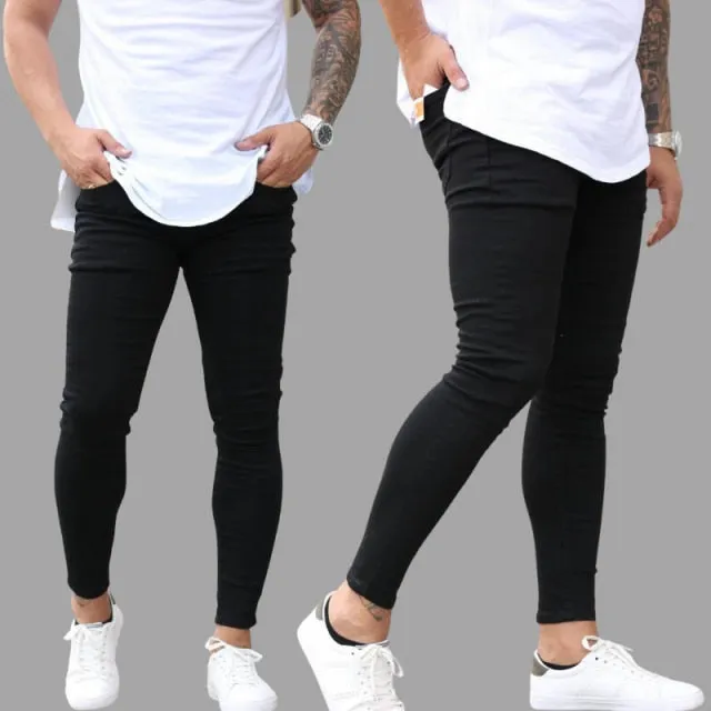 Aidase Jeans Men Business Casual  Black Slim Pencil Pants Male Fashion Skinny Biker Pants Street Hip Hop Party Denim Clothing Men