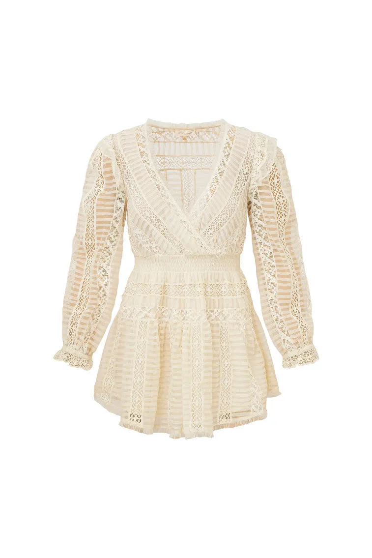 Alonsa Lace-Detailed Mini Dress - CREAM