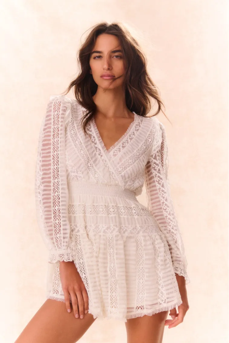 Alonsa Lace-Detailed Mini Dress - CREAM