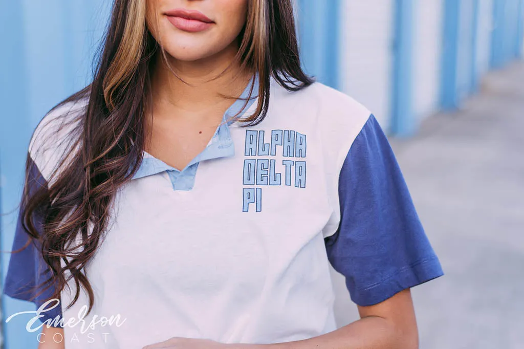 Alpha Delta Pi Navy Colorblock Henley