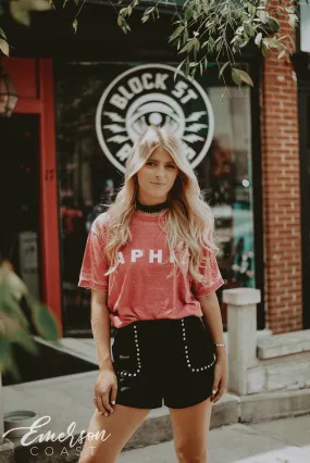 Alpha Phi Simple Acid Wash PR Tee