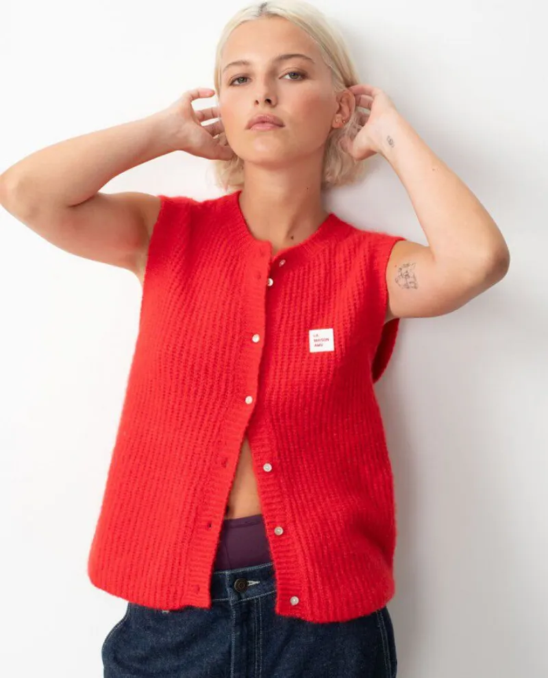 American Vintage East Chilli Pepper Sleeveless Cardigan Gilet