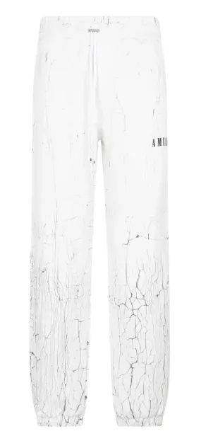 Amiri Cracked Dye Logo Sweatpants White