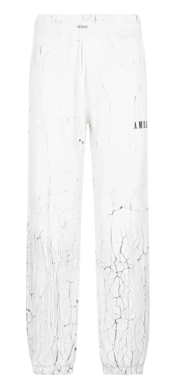 Amiri Cracked Dye Logo Sweatpants White