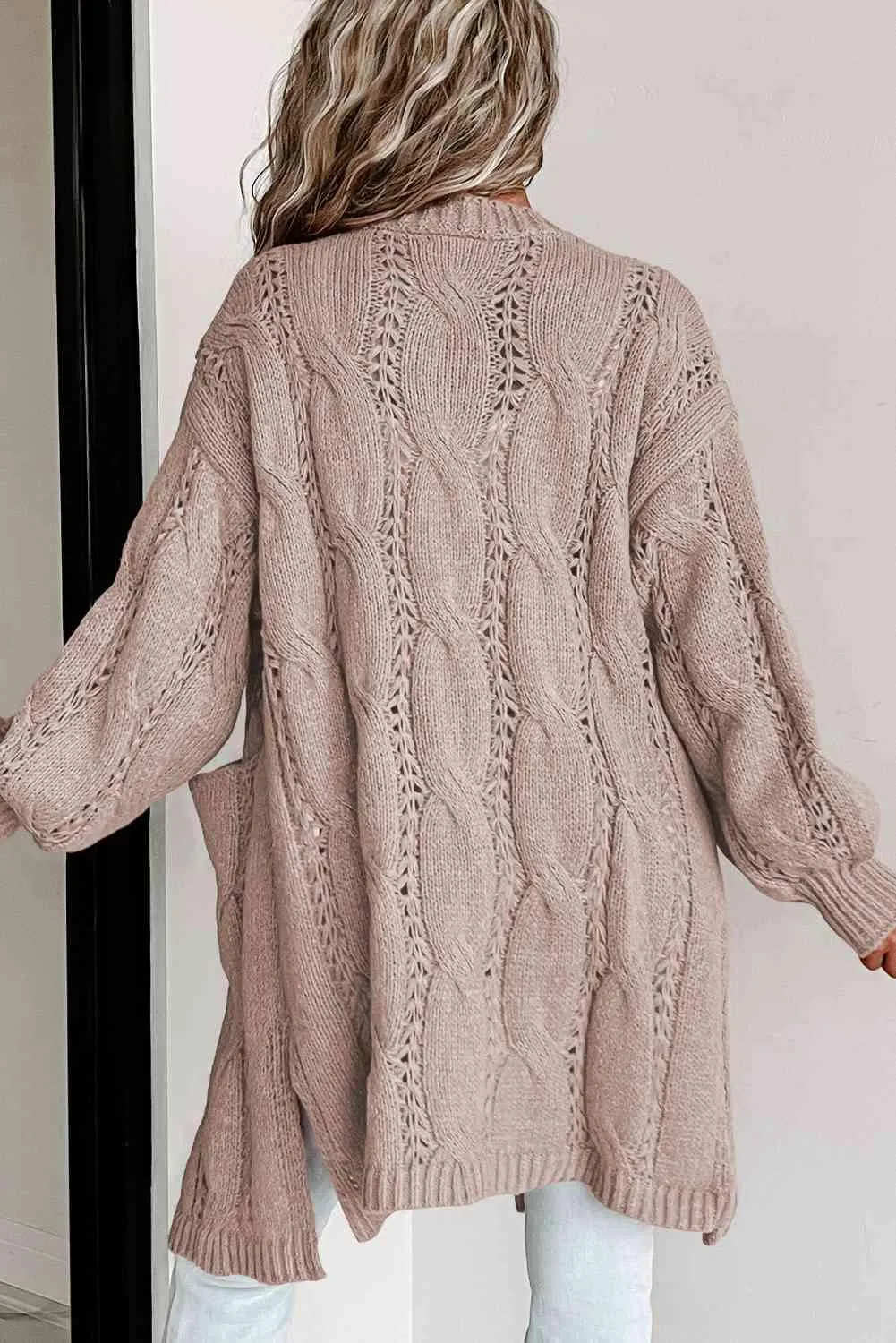 Angela Cable-Knit Dropped Shoulder Cardigan