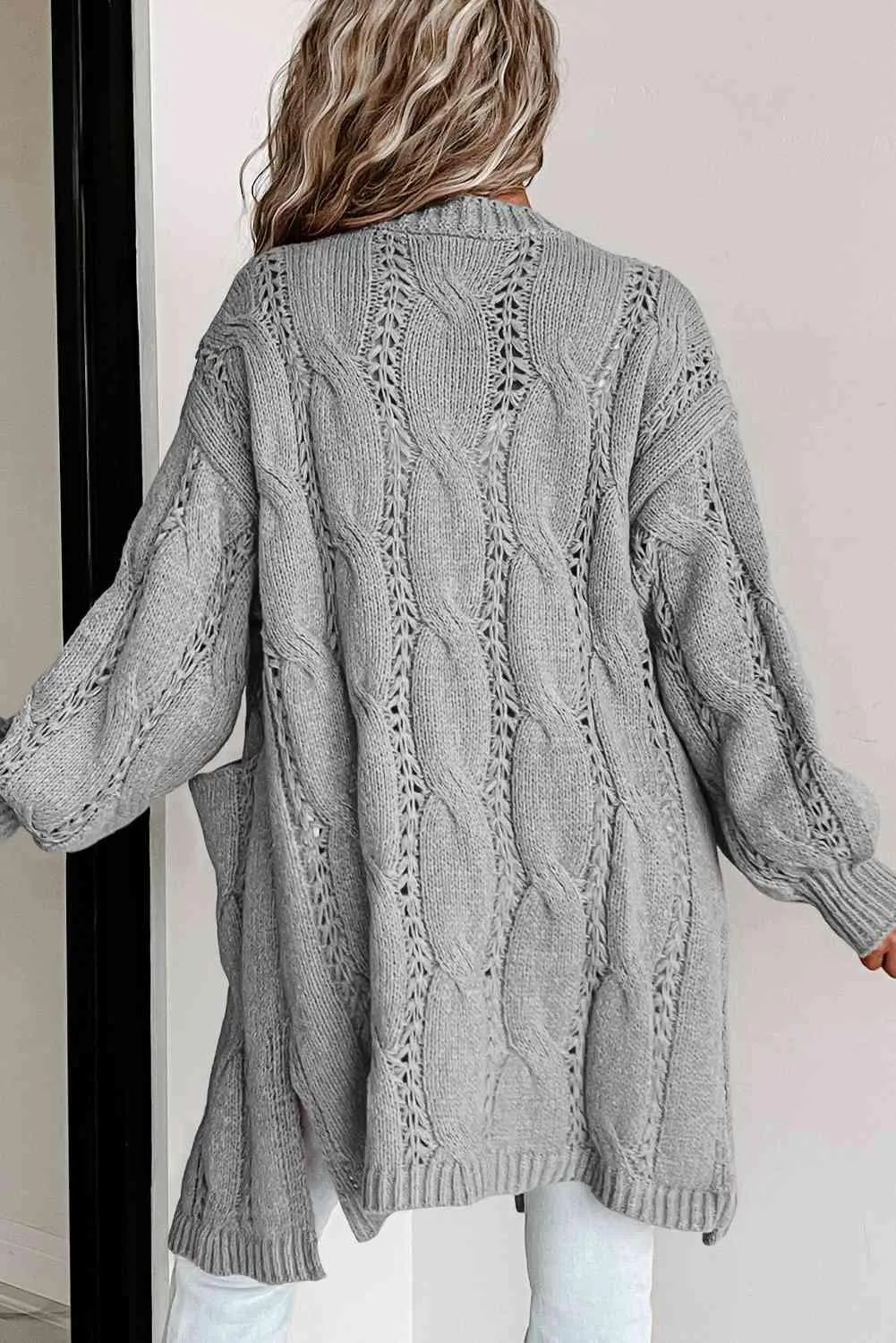 Angela Cable-Knit Dropped Shoulder Cardigan