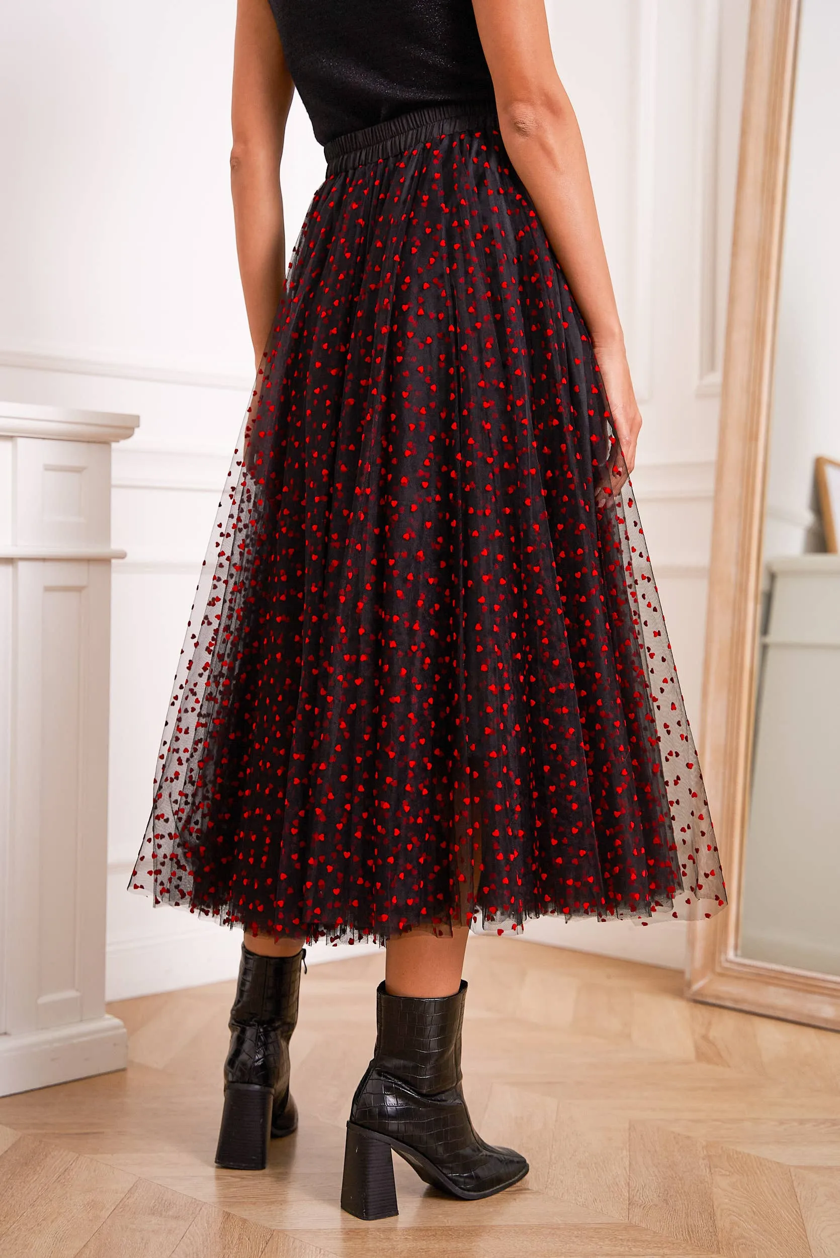 Aria heart print tulle skirt