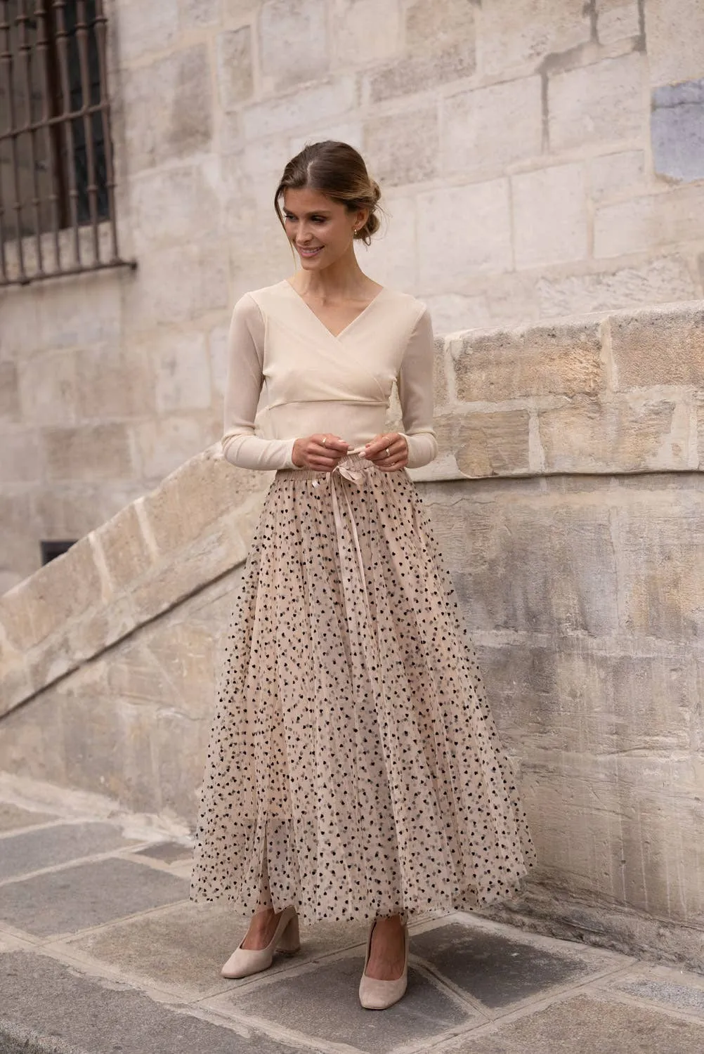 Aria heart print tulle skirt