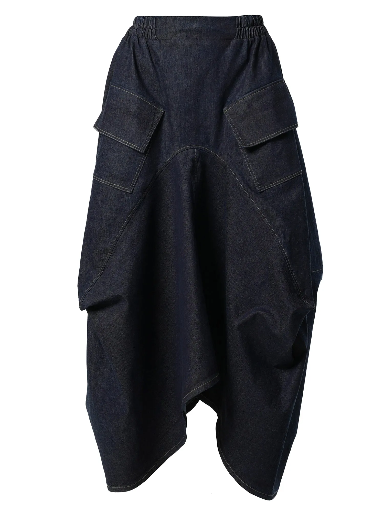 Asymmetrical Long Dark Denim Skirt