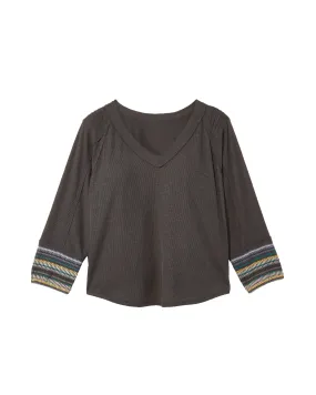 Aubrey Three Quarter Sleeve Top | Charcoal Grey