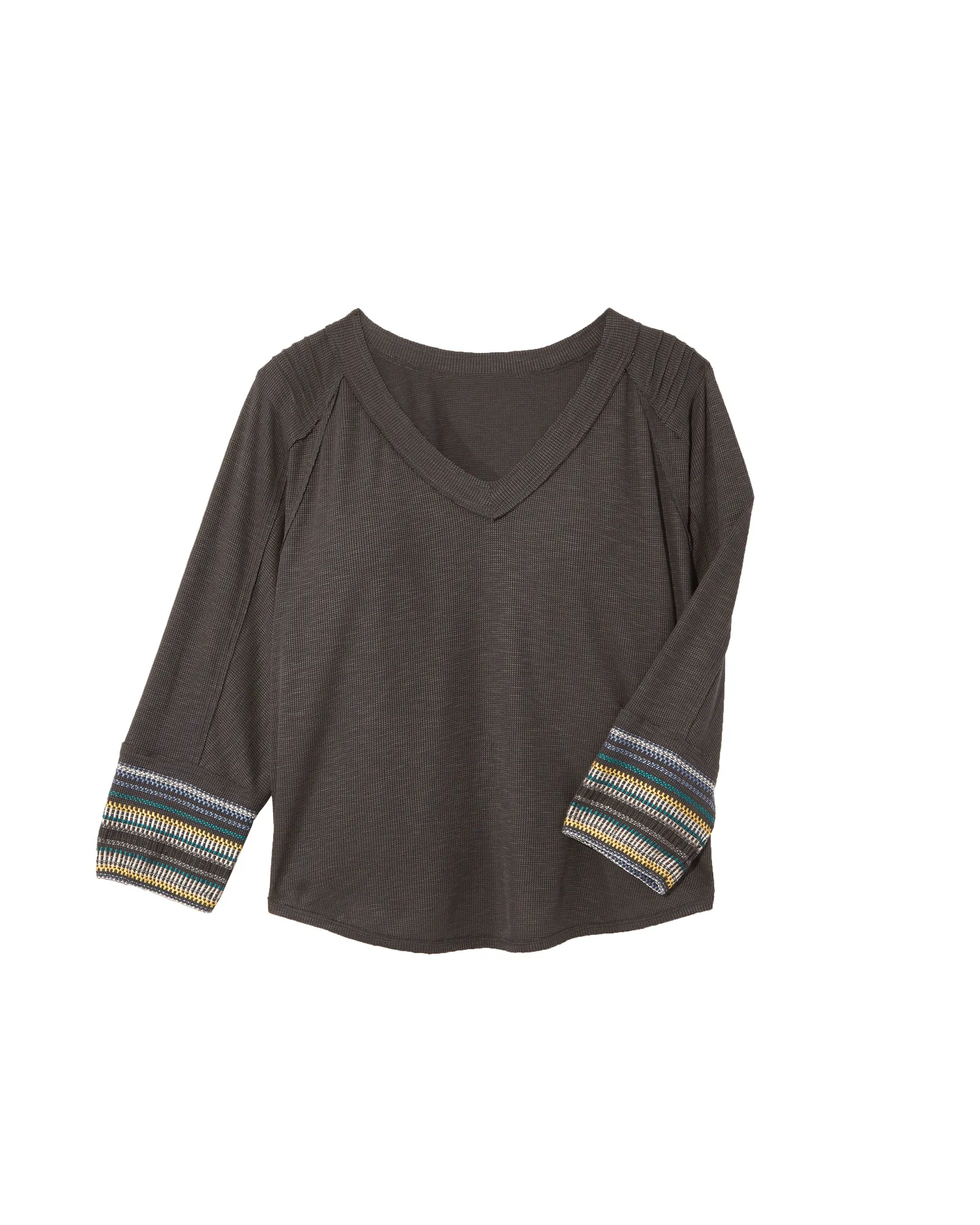 Aubrey Three Quarter Sleeve Top | Charcoal Grey