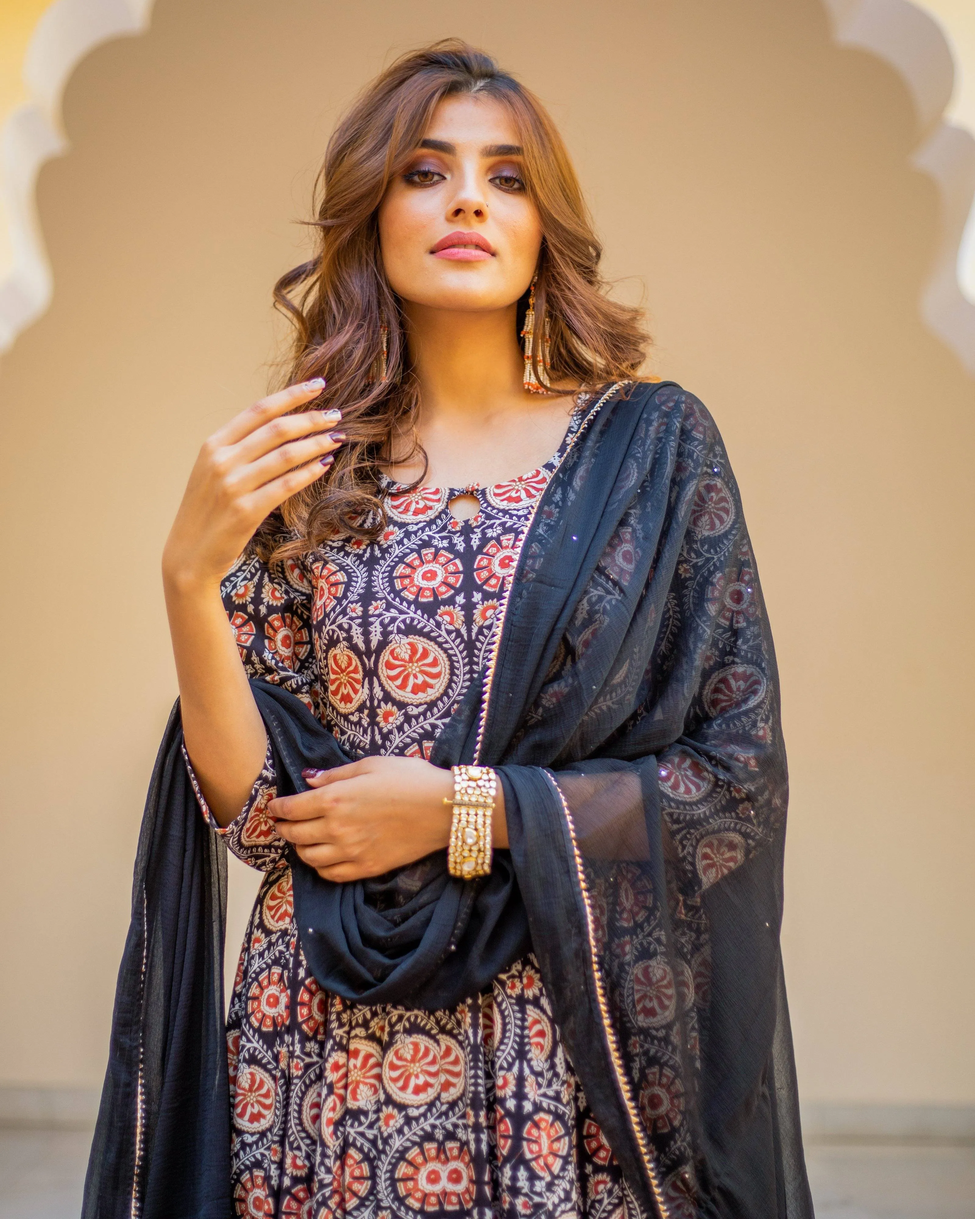 Bagru Print Black Colored Dress Set