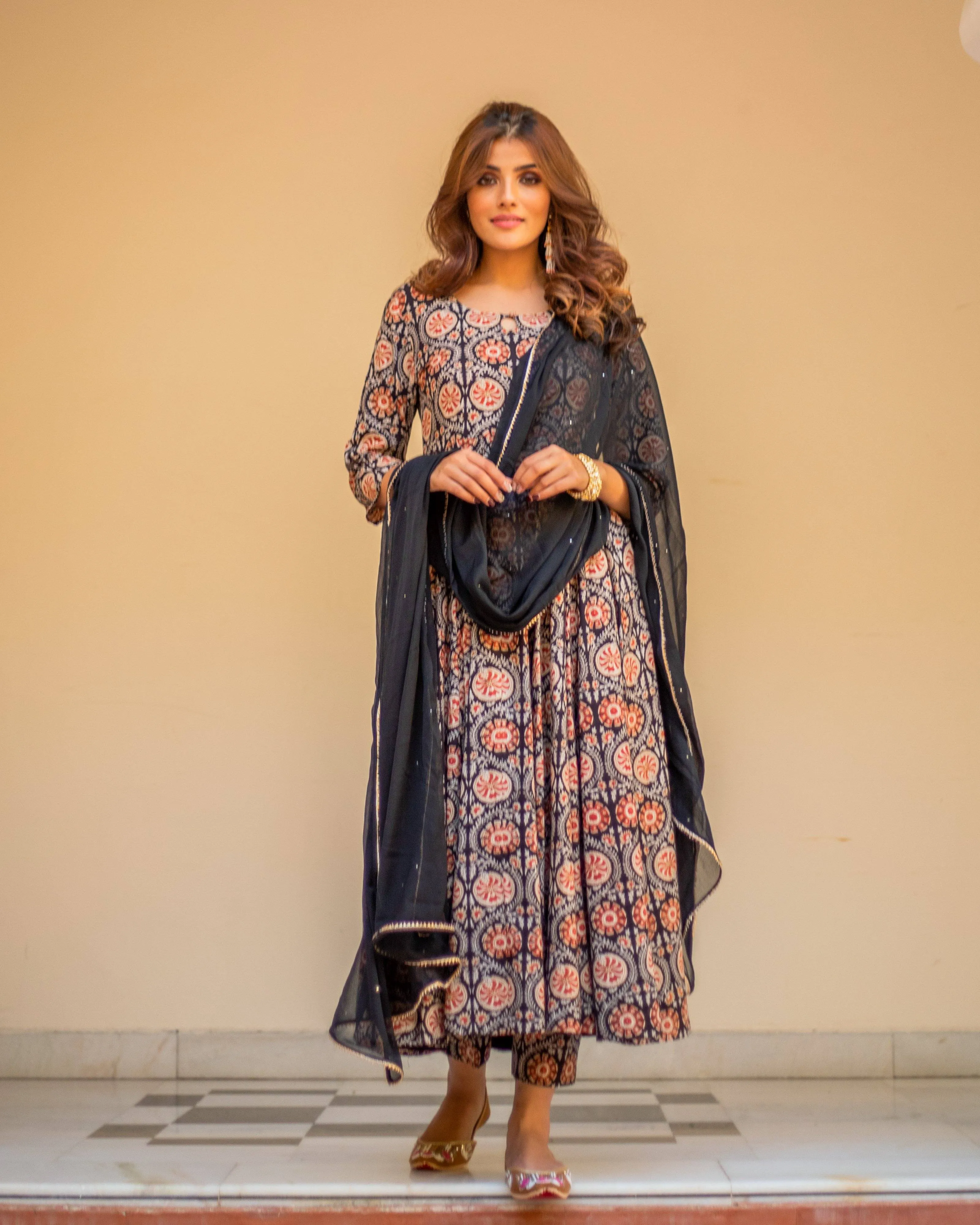 Bagru Print Black Colored Dress Set