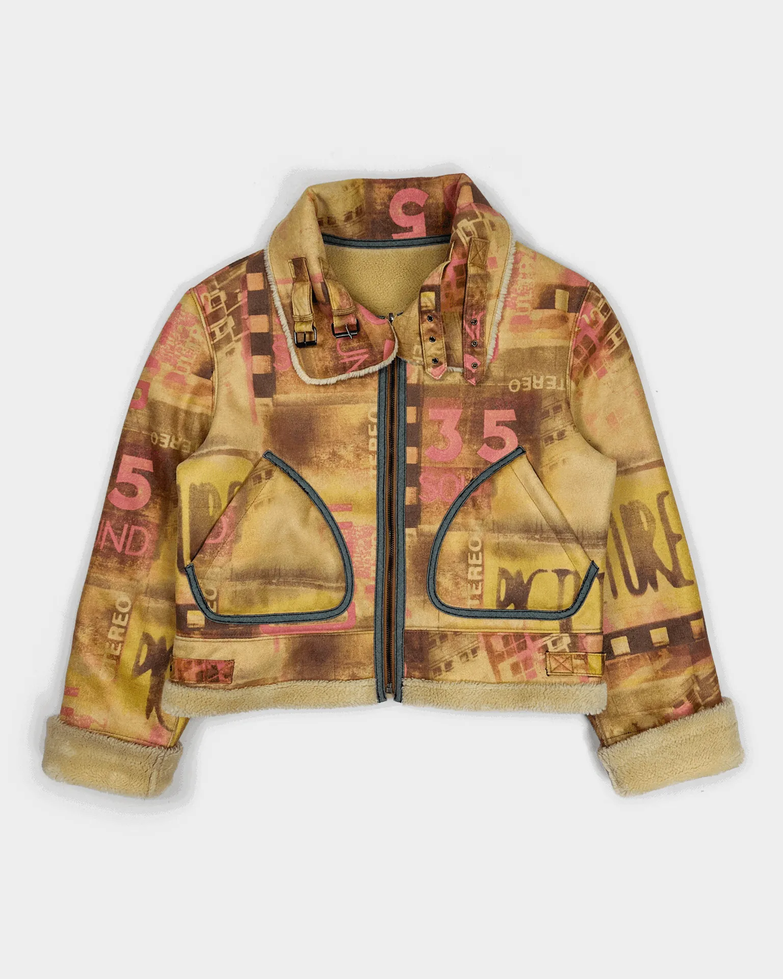 Balmain Shearling Reversible Printed Jacket 2000's