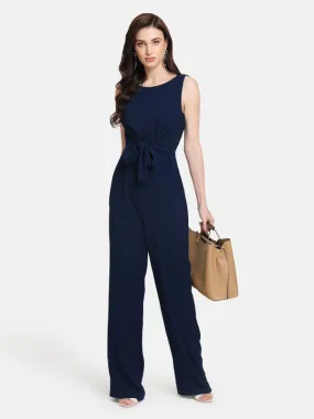 Basic Sleeveless Jumpsuit With Front Tie Up