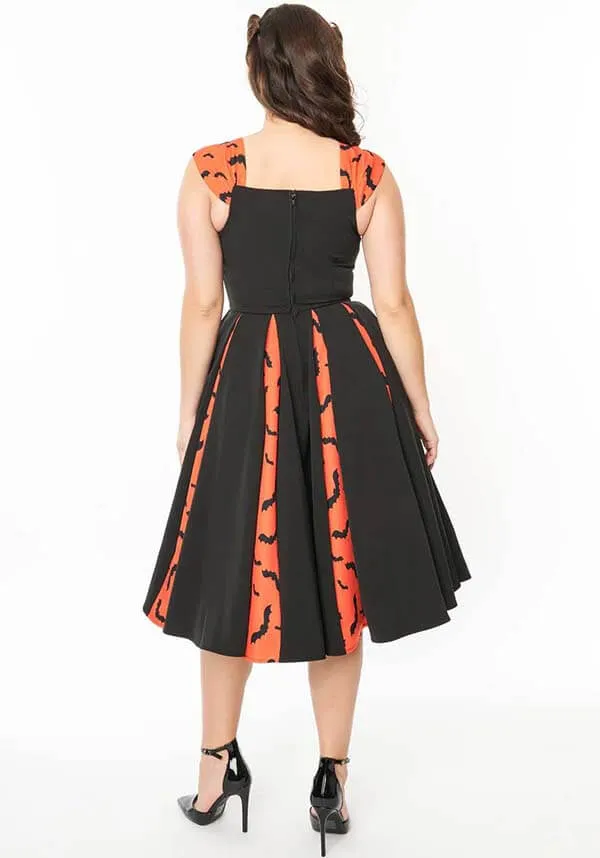 Bat Stripe [Orange & Black] | SWING DRESS