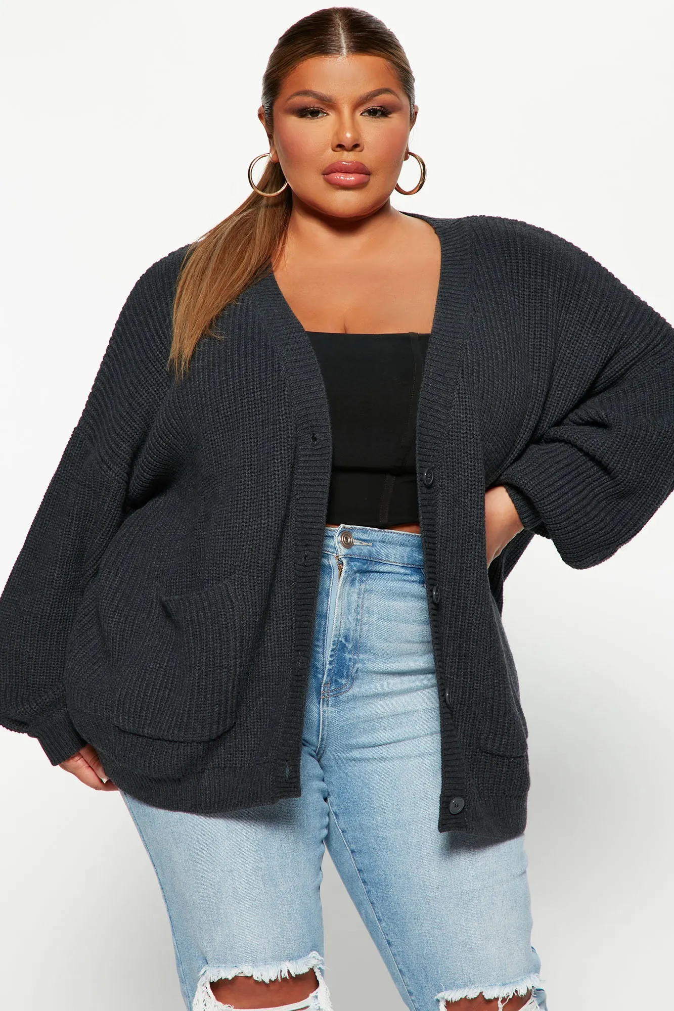 Be My Boyfriend Cardigan - Charcoal