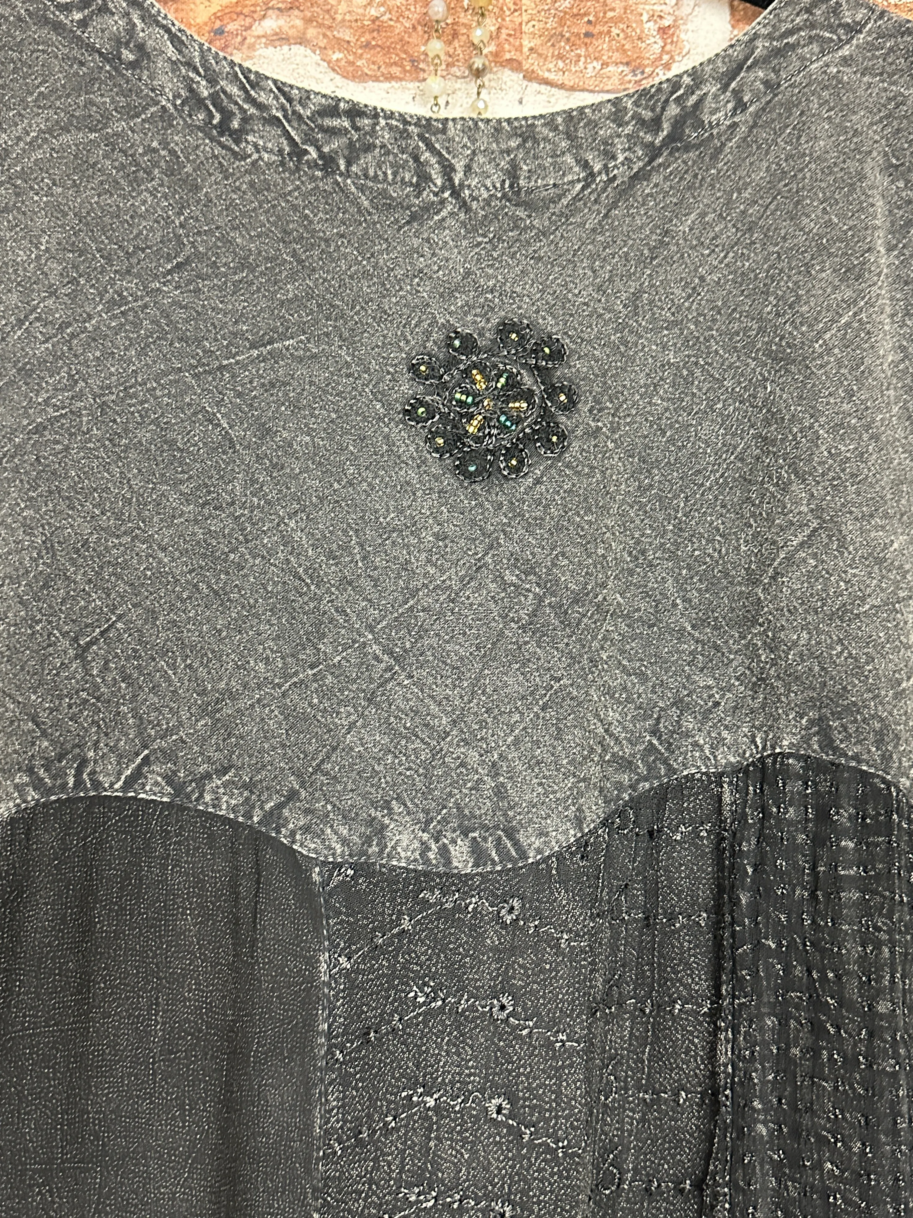 Belle Epoque Embroidered Charcoal Tunic