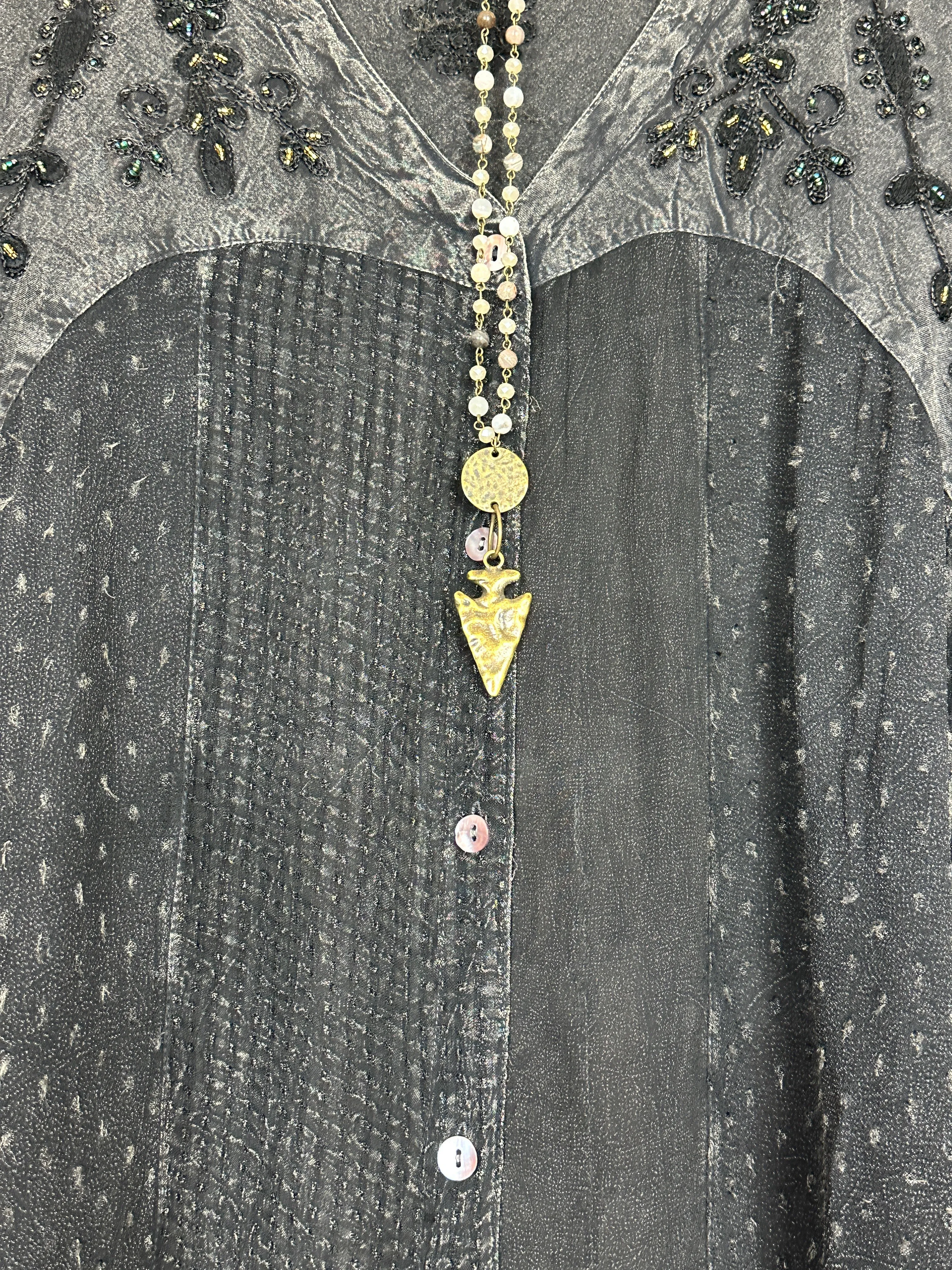 Belle Epoque Embroidered Charcoal Tunic